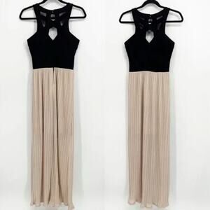 Crystal Doll Evening Gown Dress Floor Length Sleeveless Gold Black Sparkle
